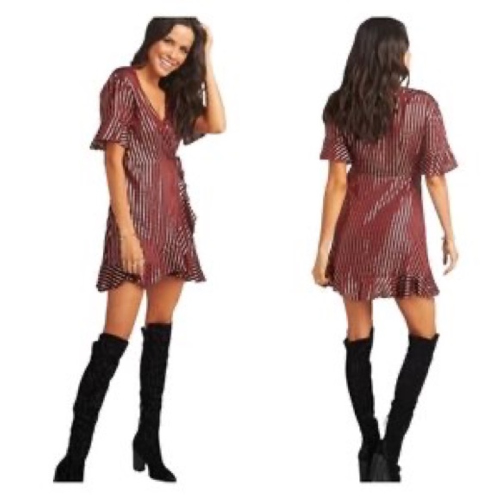 Show Me Your MuMu Leslie Striped Mini Wrap Dress Large